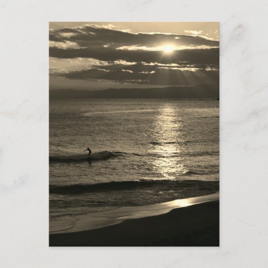 サンセットサーフィン：日本の湘南海岸 ポストカード (正面)