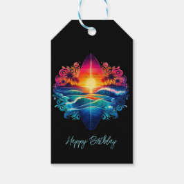 サンセットサーフボードカール ギフトタグ