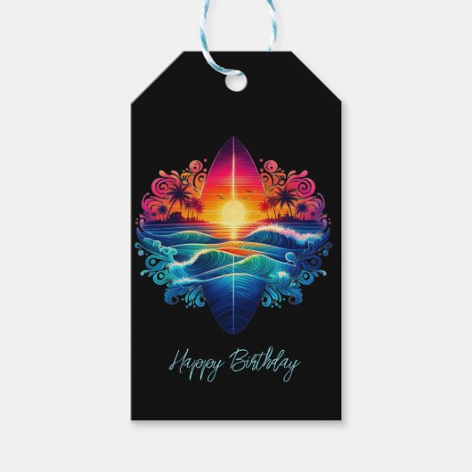 サンセットサーフボードカール ギフトタグ (正面)