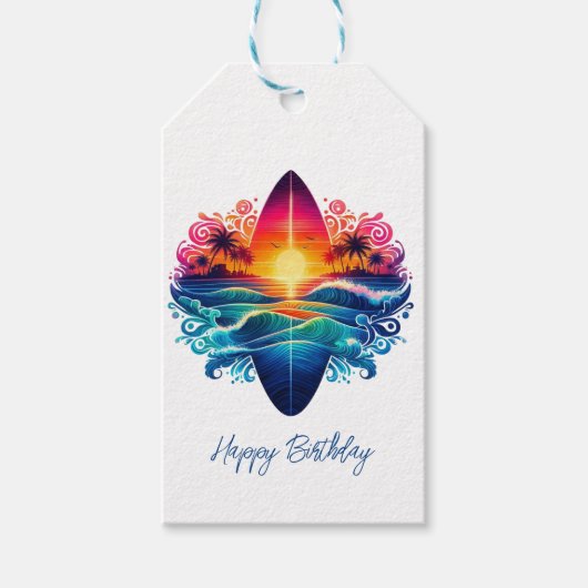 サンセットサーフボードカール ギフトタグ (正面)