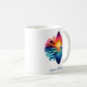 サンセットサーフボードカール コーヒーマグカップ (正面右)