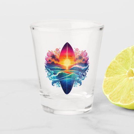 サンセットサーフボードカール ショットグラス (正面)