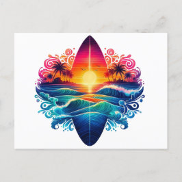 サンセットサーフボードカール ポストカード