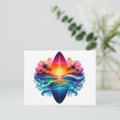 サンセットサーフボードカール ポストカード (スタンド正面)