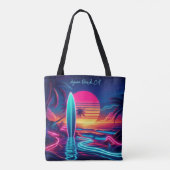サンセットサーフボードネオンライト –  トートバッグ (裏面)
