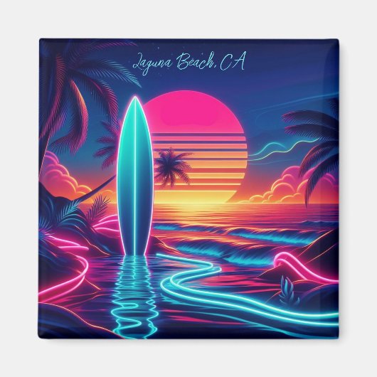 サンセットサーフボードネオンライト – マグネット (正面)