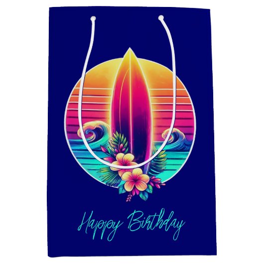 サンセットサーフボードパラダイス –  ミディアムペーパーバッグ (正面)