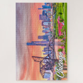 サンセットシカゴ、イリノイ州、統一された州 ジグソーパズル (縦)