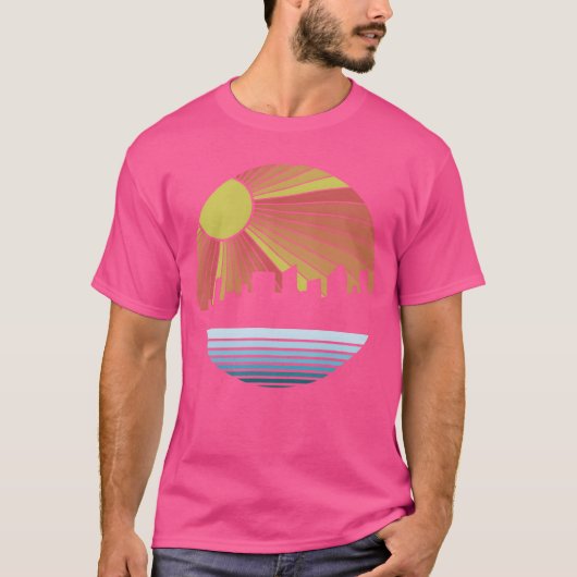 サンセットシティのスカイライン ビンテージギフト Tシャツ (正面)