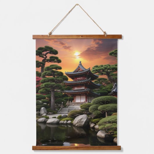 サンセットシリーズ日本のガーデン 吊り下げ型タペストリー (正面2)
