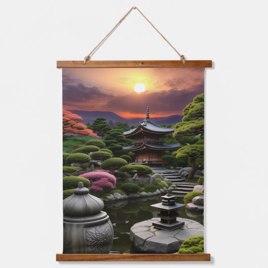 サンセットシリーズ日本のガーデン 吊り下げ型タペストリー (正面3)