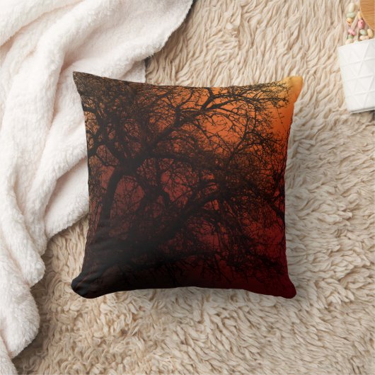 サンセットシルエットウィンターツリー クッション (ブランケット)