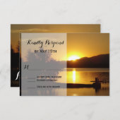 サンセットシルエットツリーレイクウェディングRSVPカード 出欠カード (正面/裏面)