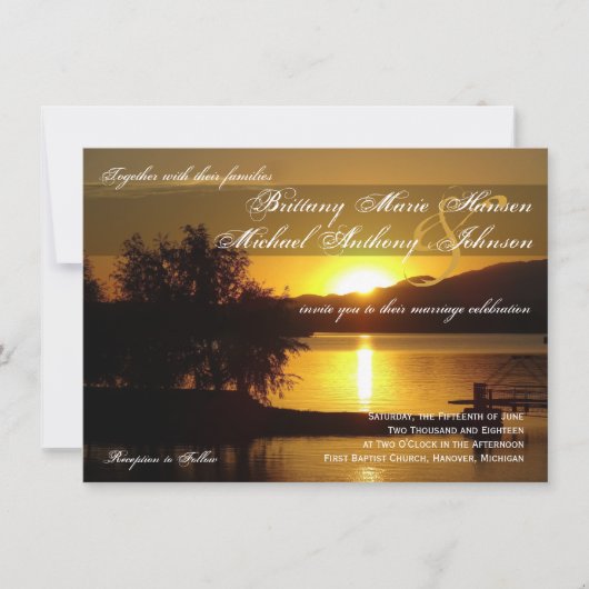 サンセットシルエットツリーレイク結婚式招待状 招待状 (正面)