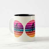 サンセットシルエットバイクリダーアート ツートーンマグカップ (正面左)