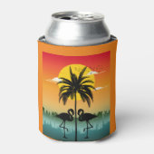 サンセットシルエットフラミンゴラバーサマービベス 缶クーラー (缶正面)