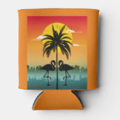 サンセットシルエットフラミンゴラバーサマービベス 缶クーラー (正面)