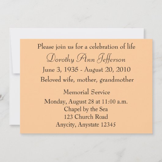 サンセットシルエット追悼式発表 招待状 (裏面)