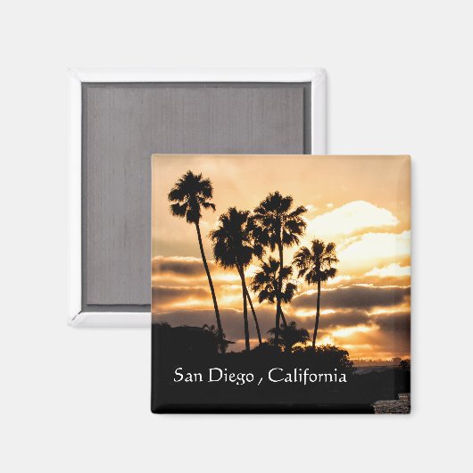 サンセットシルエット – サンディエゴ マグネット (正面/裏面)