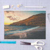 サンセットシーウェーブサンディビーチロック 薄葉紙 (クラフト)