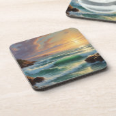 サンセットシースケー絵を描プのアートワーク コースター (左側)