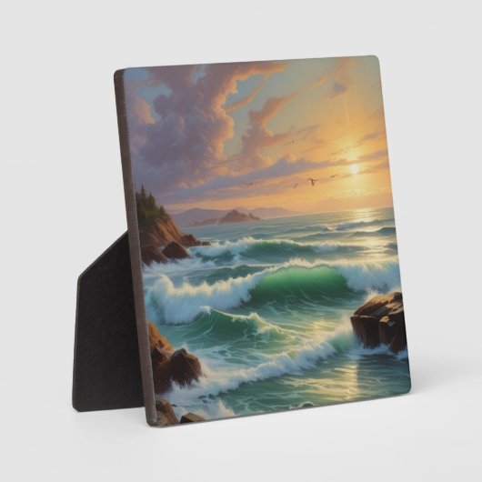 サンセットシースケー絵を描プのアートワーク フォトプラーク (正面)