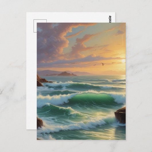 サンセットシースケー絵を描プのアートワーク ポストカード (正面/裏面)