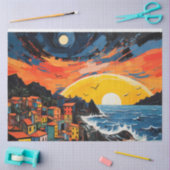 サンセットシーン旧市山々海 薄葉紙 (クラフト)