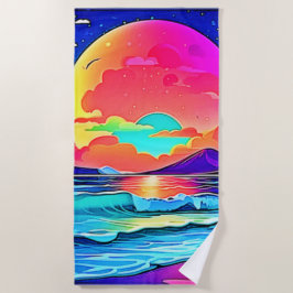 サンセットシー鮮やかスケープ ビーチタオル