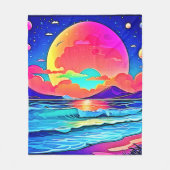 サンセットシー鮮やかスケープ フリースブランケット (正面)