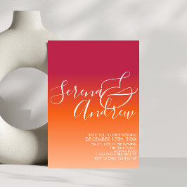 サンセットスカイグラデーションオレンジビバマゼンタモダン 招待状