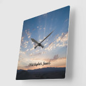 サンセットスカイパーソナライズされた スクエア壁時計 (傾斜)