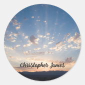 サンセットスカイパーソナライズされた ラウンドシール (正面)