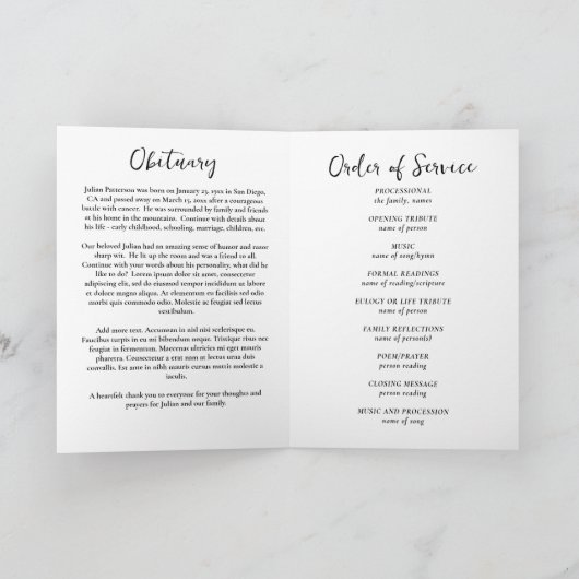 サンセットスカイフォトお祝いの葬式 プログラム (内部)