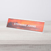 サンセットスカイフォトカスタムクラウドオレンジカッコいい デスクネームプレート (正面)