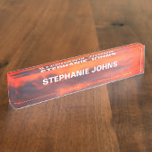 サンセットスカイフォトカスタムクラウドオレンジカラフル デスクネームプレート (側面)