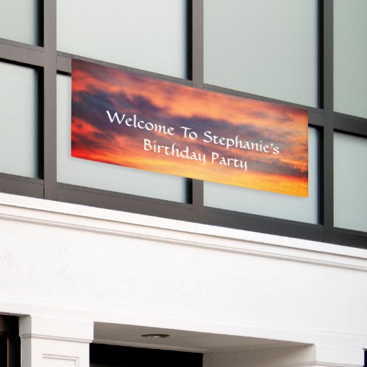 サンセットスカイフォトバースデーパーティーカスタム芸術的 横断幕 (ビルの外側)