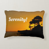 サンセットスカイブラックシルエットツリーズ写真文字 アクセントクッション (裏面)