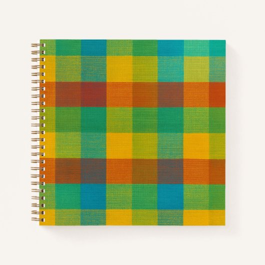 サンセットスクウェア – カラフル格子状スパイラルノート ノートブック (正面)