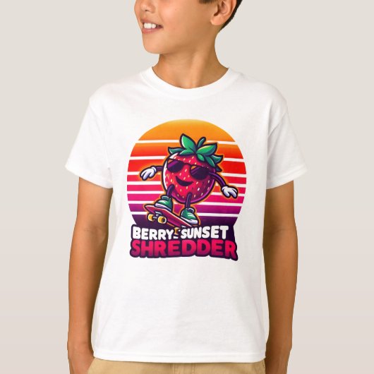 サンセットスケートボードストロベリー Tシャツ (正面)