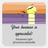 サンセットスタイルのグレーあなたのビジネスは感謝 スクエアシール (正面)