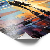 サンセットストリップエクスプレシショニストロマンチックなビーチシーン フォトプリント (角)