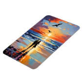 サンセットストリップエクスプレシショニストロマンチックなビーチシーン マグネット (左側)