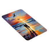サンセットストリップエクスプレシショニストロマンチックなビーチシーン マグネット (右側)