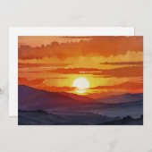 サンセットスモークマウンテンビューティフルウォーターカラーアート シーズンカード (正面/裏面)