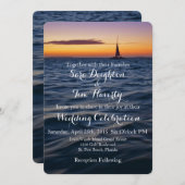 サンセットセイルコンテンポラリーウェディング航海の招待 招待状 (正面/裏面)
