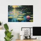 サンセットセレニティ：池の睡蓮 ポスター (ホームオフィス)