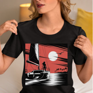 サンセットセーリングアドベンチャーグラフィック トライブレンドＴシャツ