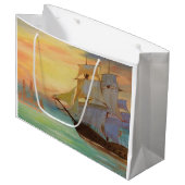 サンセットセーリングシップ航海のテーマ抱き枕 ラージペーパーバッグ (正面アングル)