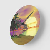 サンセットセーリング ラウンド壁時計 (傾斜)
